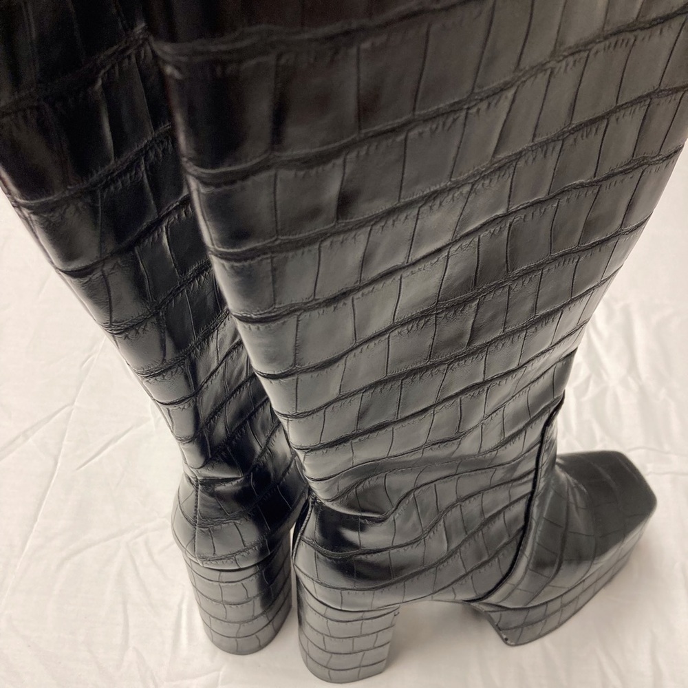 NEW Jeffrey Campbell Platform Boot Croc 8 Black - Picture 2 of 10